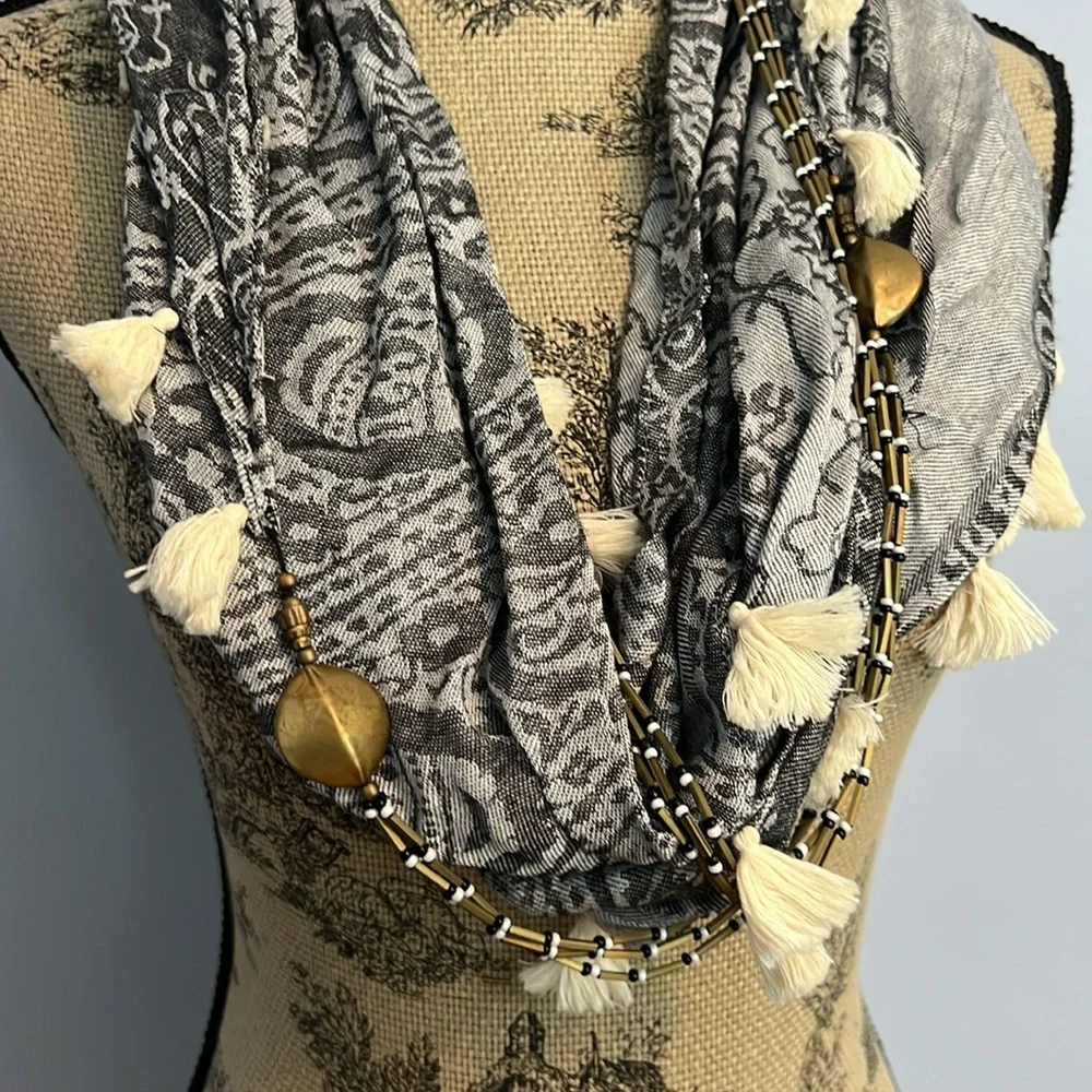 Anthropologie Floreat Tassel Scarf
